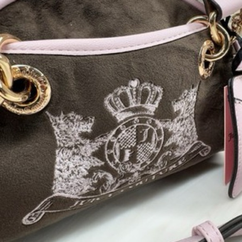 Juicy Couture Pink and Brown Satchel with Gold Accents - Picture 1 of 7
